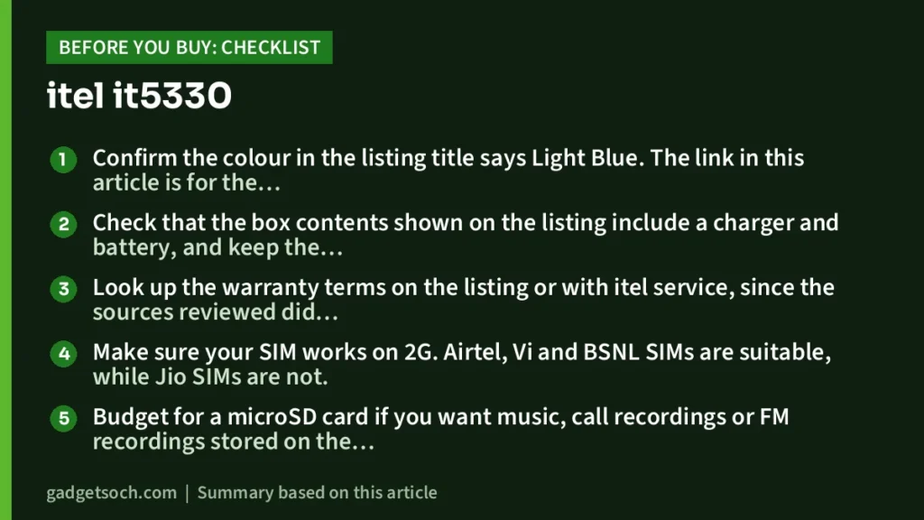itel it5330 buying checklist