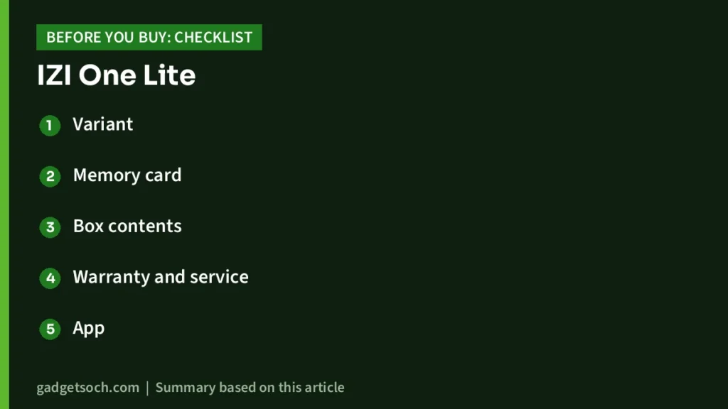 IZI One Lite buying checklist