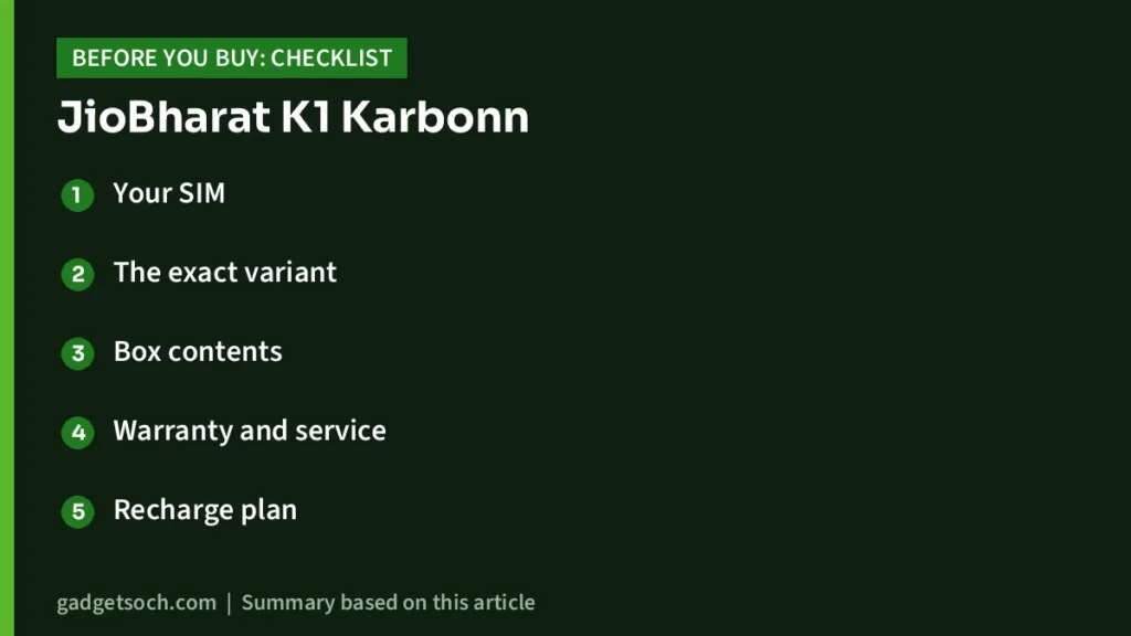 JioBharat K1 Karbonn buying checklist
