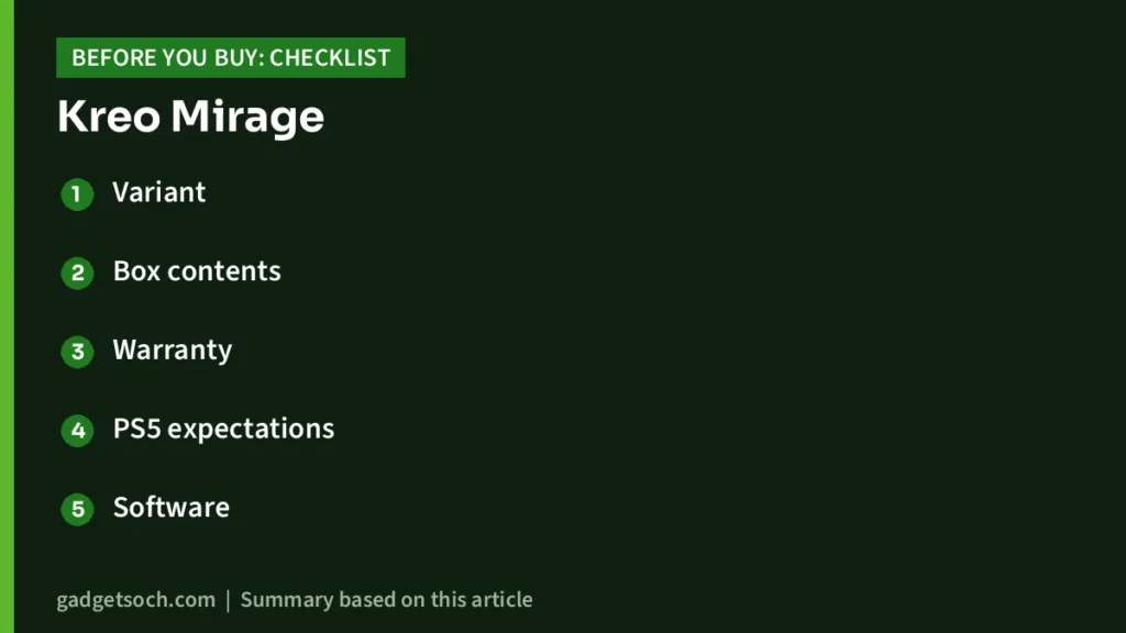 Kreo Mirage buying checklist