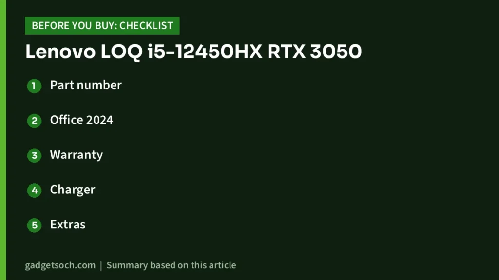 Lenovo LOQ i5-12450HX buying checklist