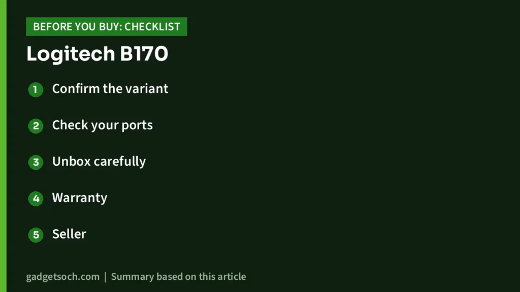 Logitech B170 buying checklist