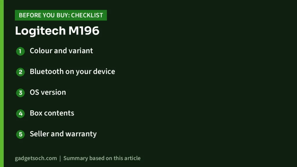 Logitech M196 buying checklist