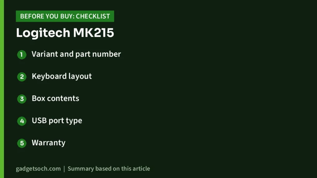 Logitech MK215 buying checklist