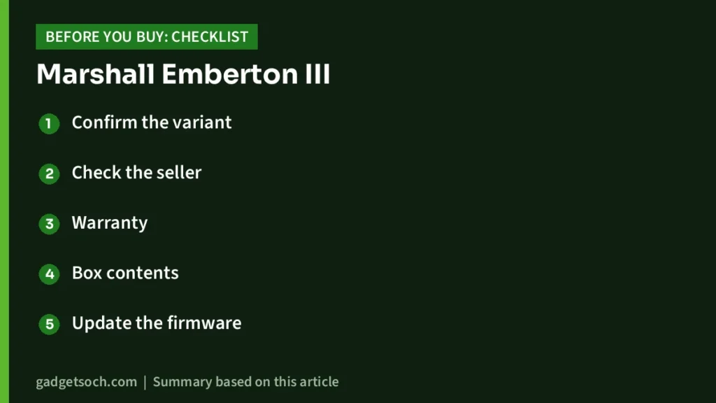 Emberton III buying checklist