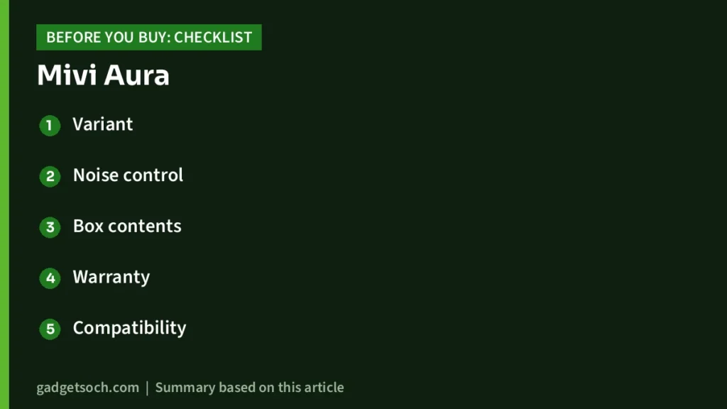 Mivi Aura buying checklist