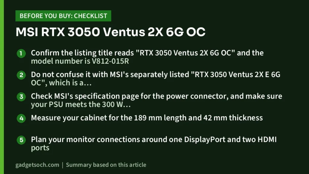 RTX 3050 buying checklist