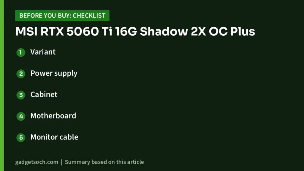RTX 5060 Ti buying checklist