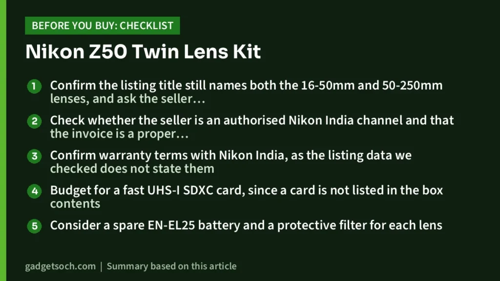 Nikon Z50 buying checklist