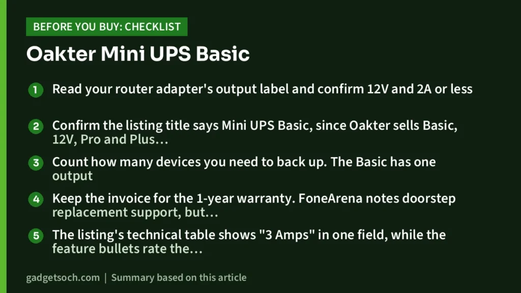Mini UPS Basic buying checklist