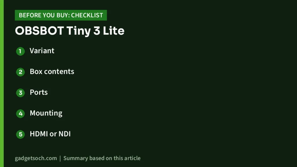 OBSBOT Tiny 3 buying checklist