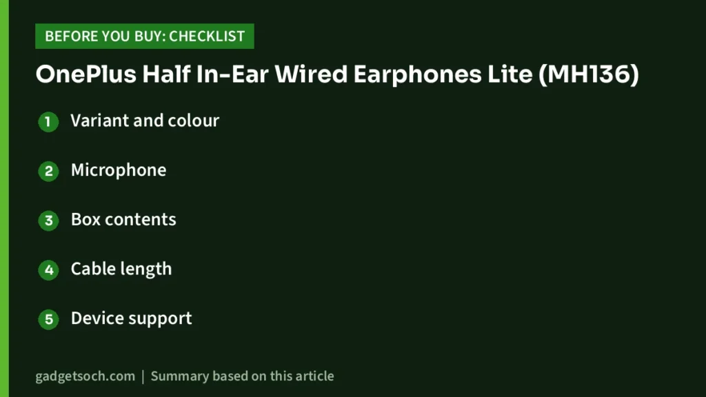 OnePlus Half In-Ear Wired buying checklist