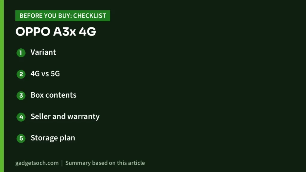 OPPO A3x 4G buying checklist