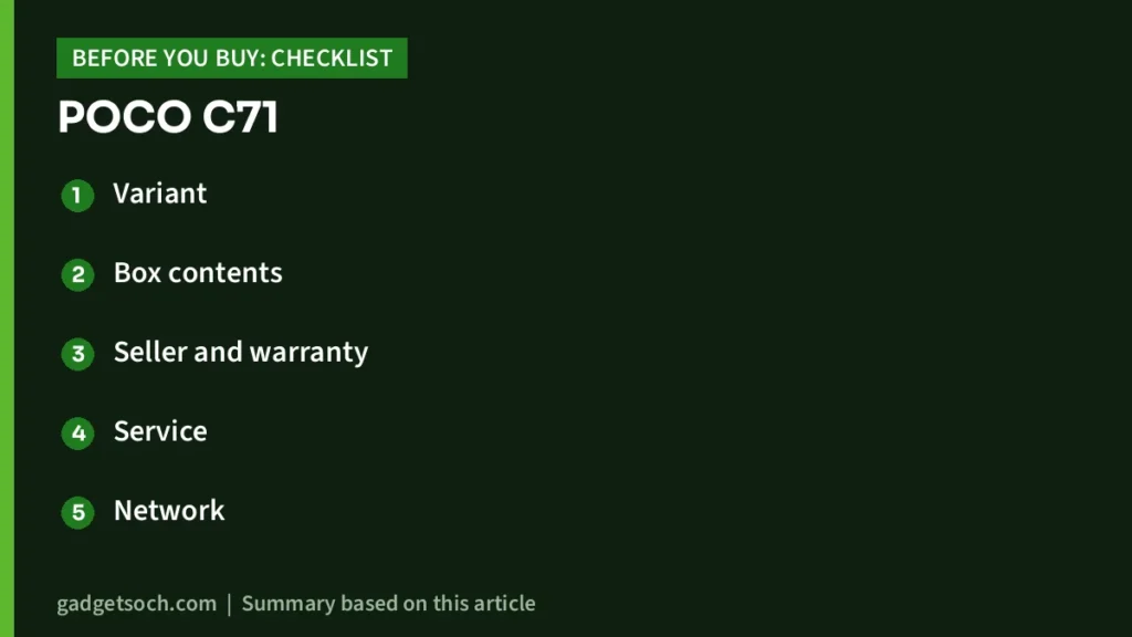 POCO C71 buying checklist