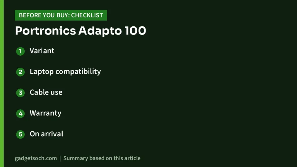 Portronics Adapto 100 buying checklist