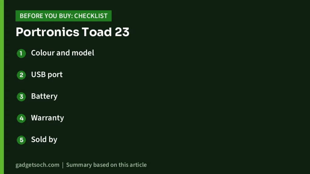 Portronics Toad 23 buying checklist