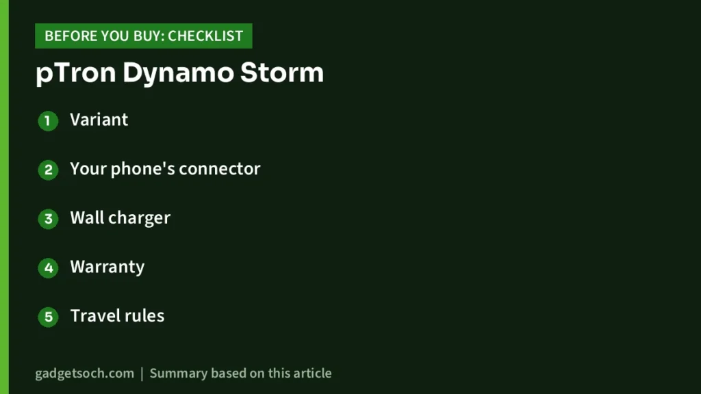 pTron Dynamo Storm buying checklist