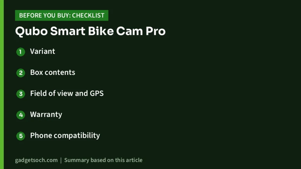 Qubo Smart Bike Cam Pro buying checklist