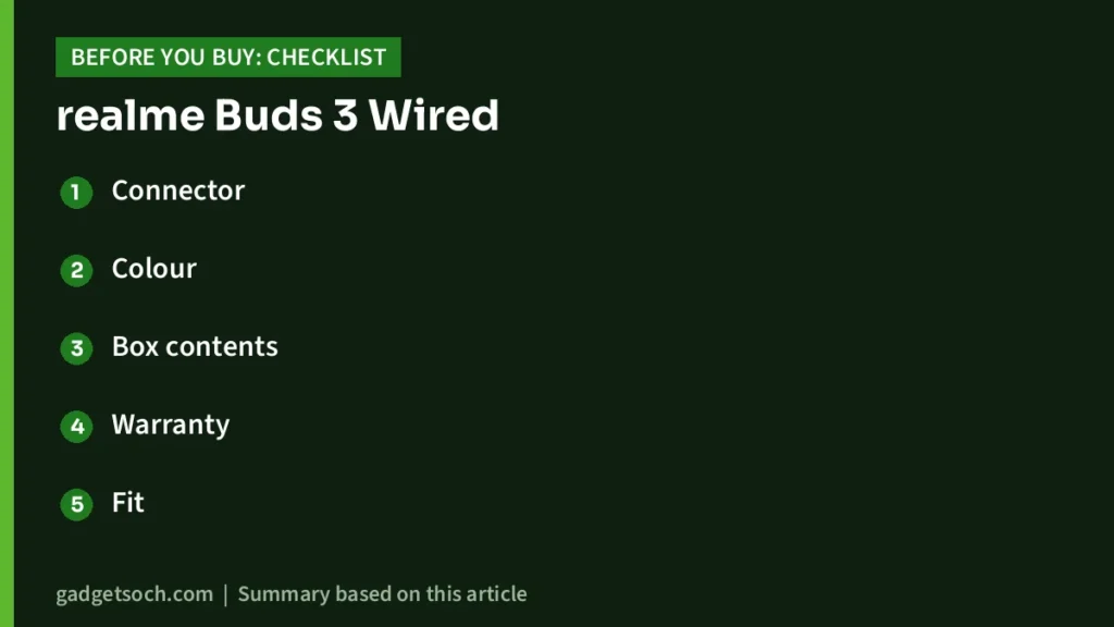 realme Buds 3 Wired buying checklist