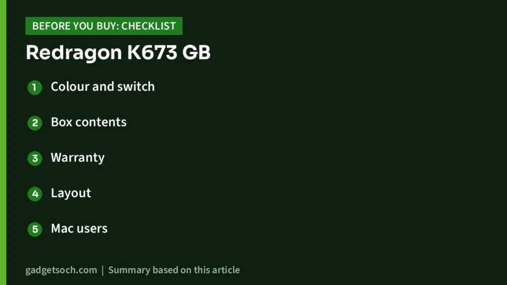 Redragon K673 GB buying checklist