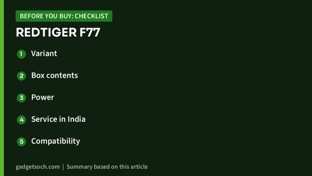 REDTIGER F77 buying checklist