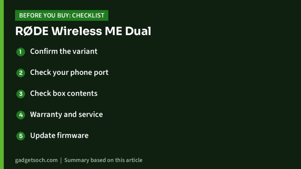 Wireless ME Dual buying checklist