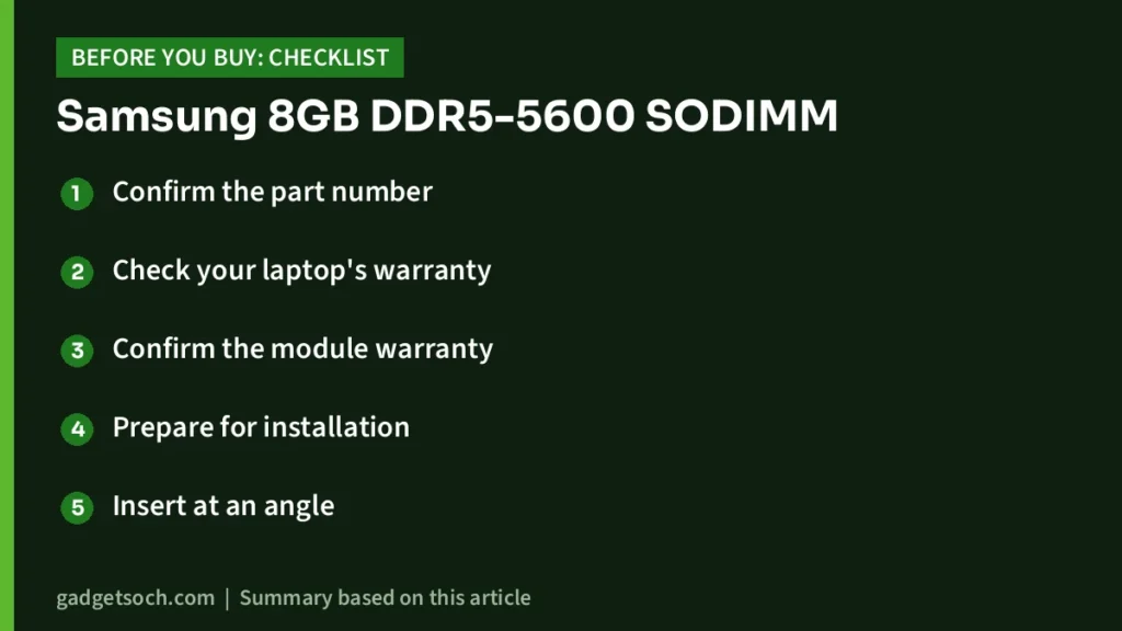 Samsung 8GB DDR5-5600 SODIMM buying checklist