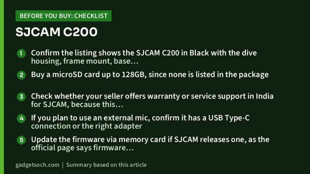 SJCAM C200 buying checklist
