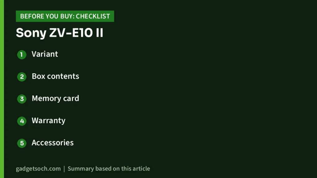 Sony ZV-E10 II buying checklist