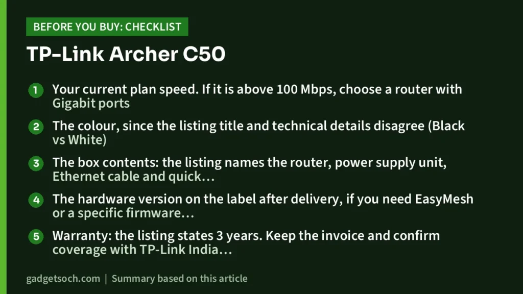 Archer C50 buying checklist