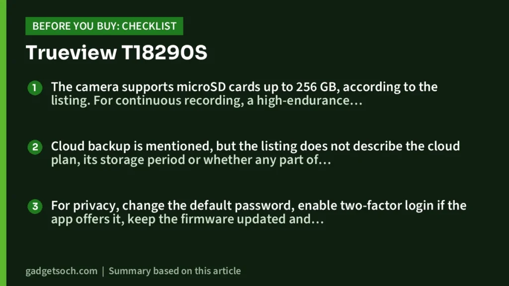 Trueview T18290S buying checklist