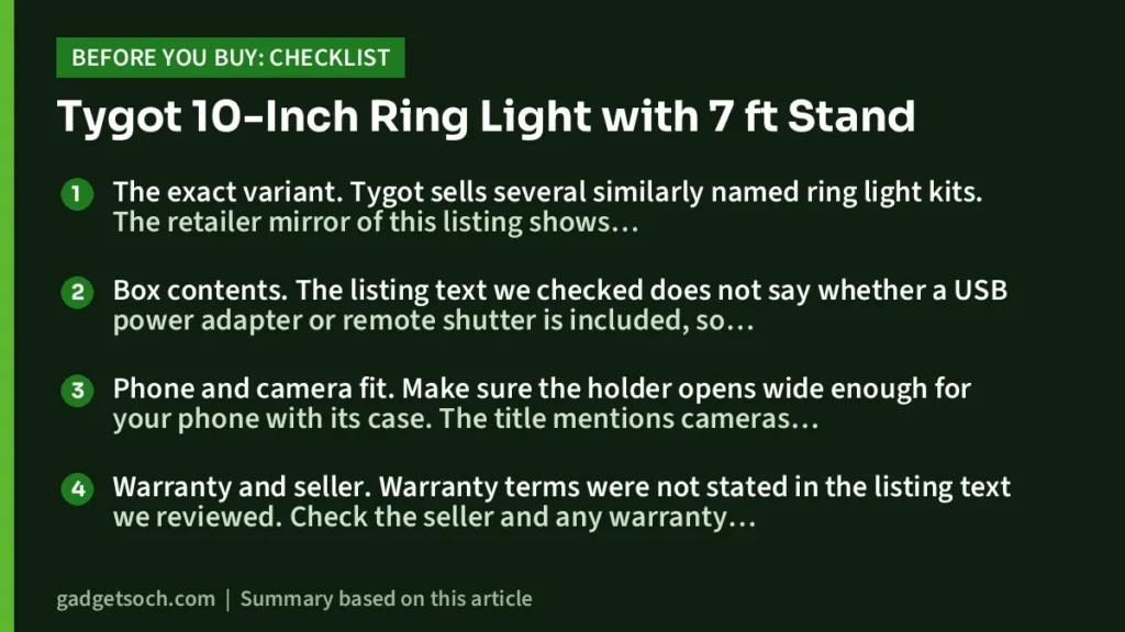 10-Inch Ring Light buying checklist