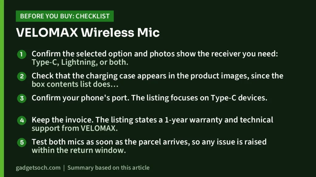 VELOMAX Wireless Mic buying checklist