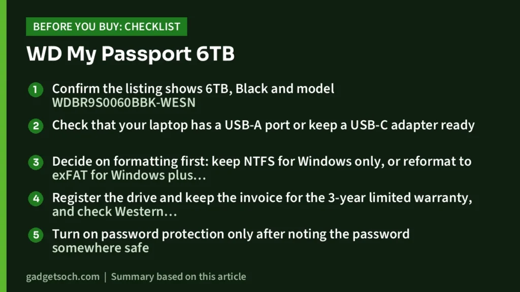My Passport 6TB buying checklist