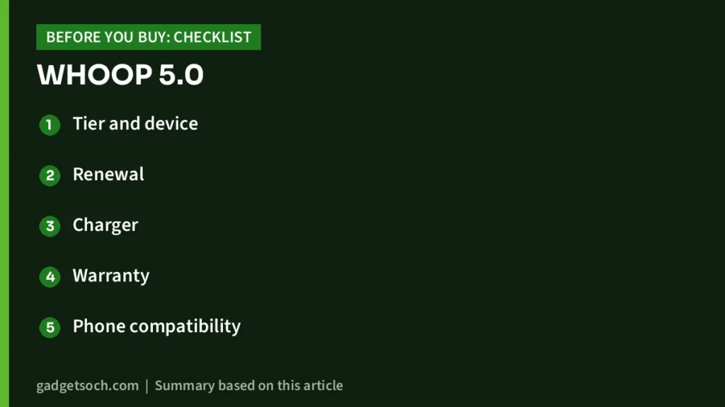 WHOOP 5.0 buying checklist