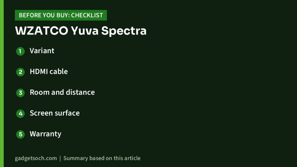 WZATCO Yuva Spectra buying checklist