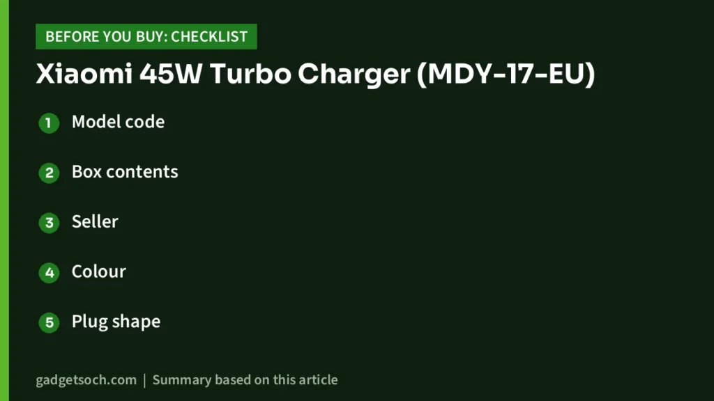 Xiaomi 45W Turbo Charger buying checklist