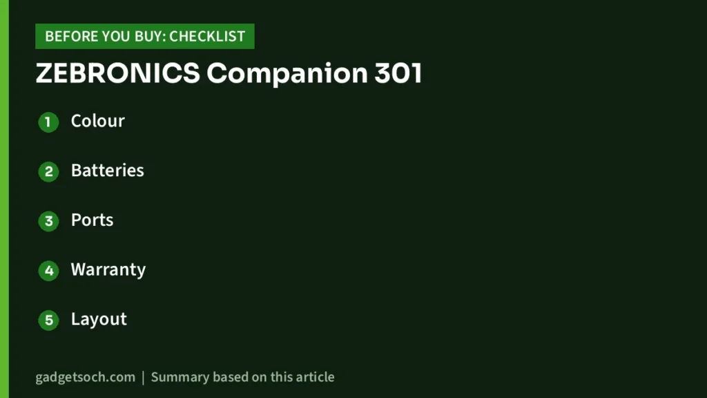 ZEBRONICS Companion 301 buying checklist