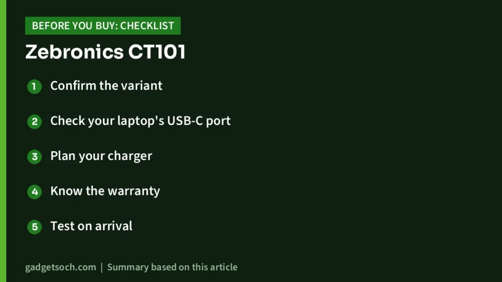 Zebronics CT101 buying checklist
