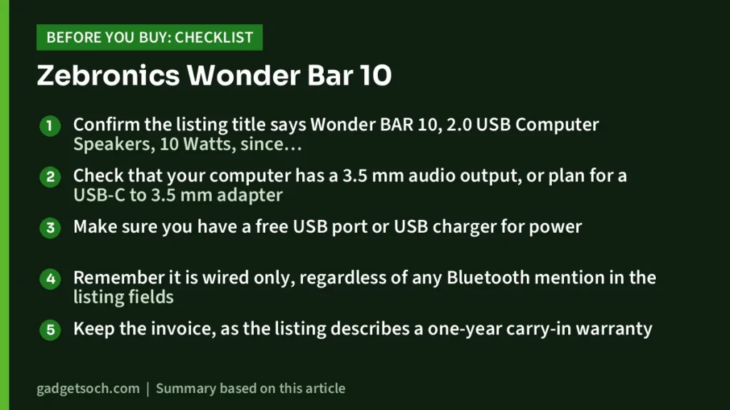 Zebronics Wonder Bar 10 buying checklist