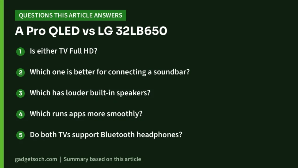 A Pro QLED vs LG 32LB650: questions answered