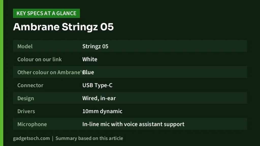 Stringz 05 key specs at a glance