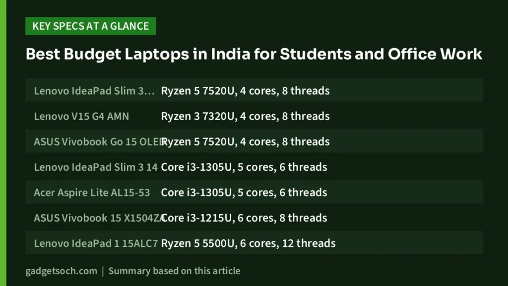 Best Budget Laptops: key specs at a glance