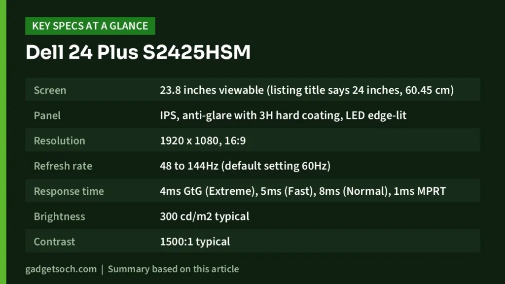S2425HSM key specs at a glance