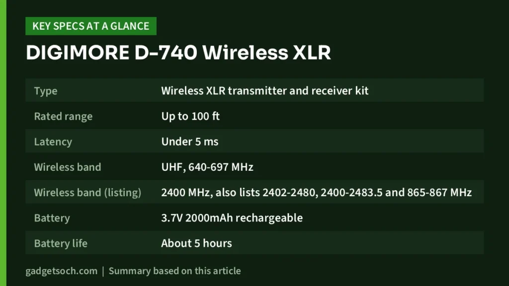 DIGIMORE D-740 key specs at a glance