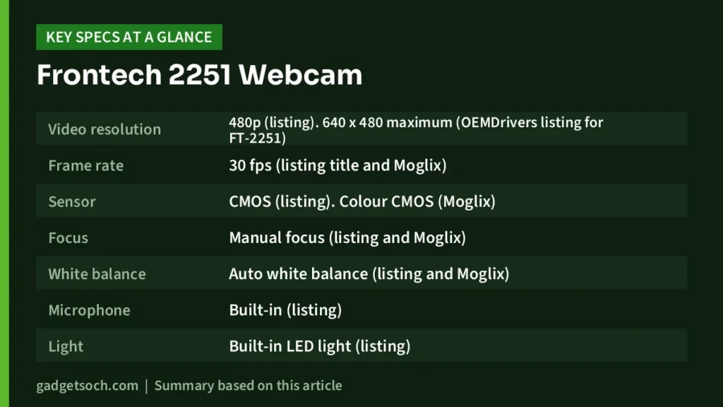 Frontech 2251 key specs at a glance