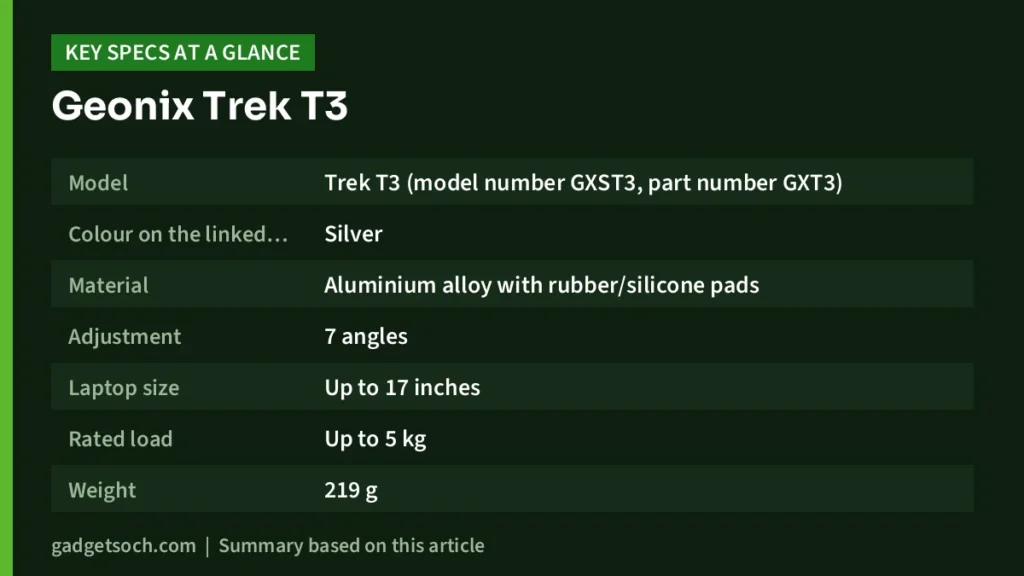 Geonix Trek T3 key specs at a glance