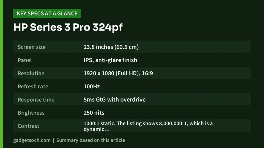 HP Series 3 Pro 324pf key specs at a glance
