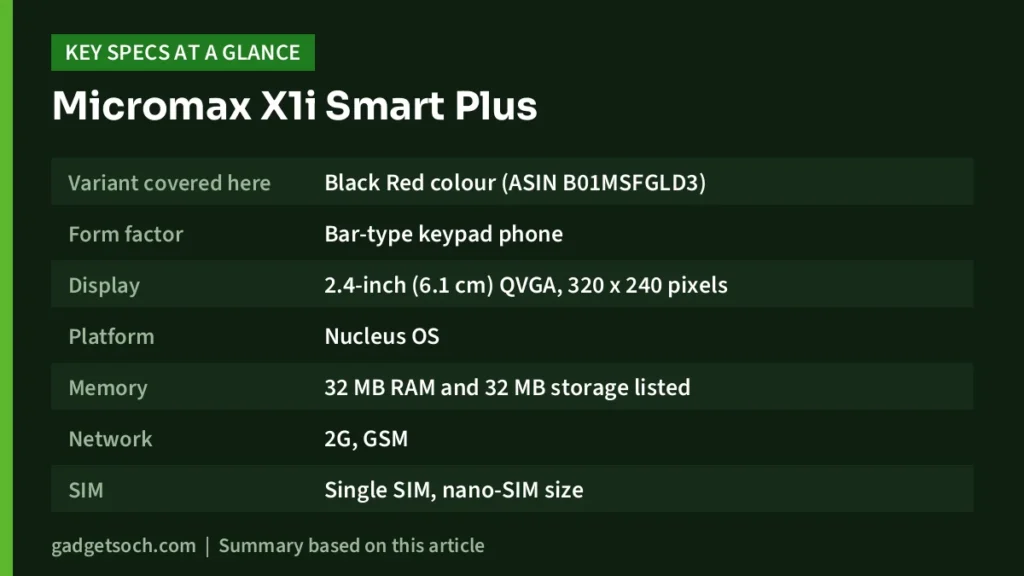 Micromax X1i Smart Plus key specs at a glance