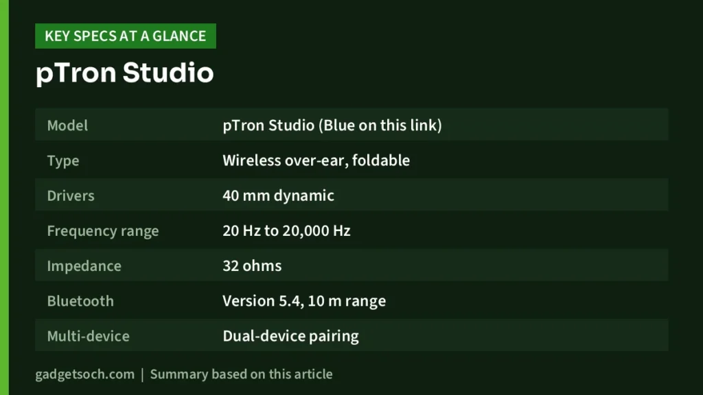 pTron Studio key specs at a glance